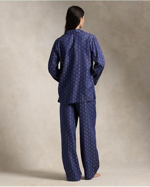 Polo Ralph Lauren Blue Pyjama Mit Durchgehendem Ponymuster