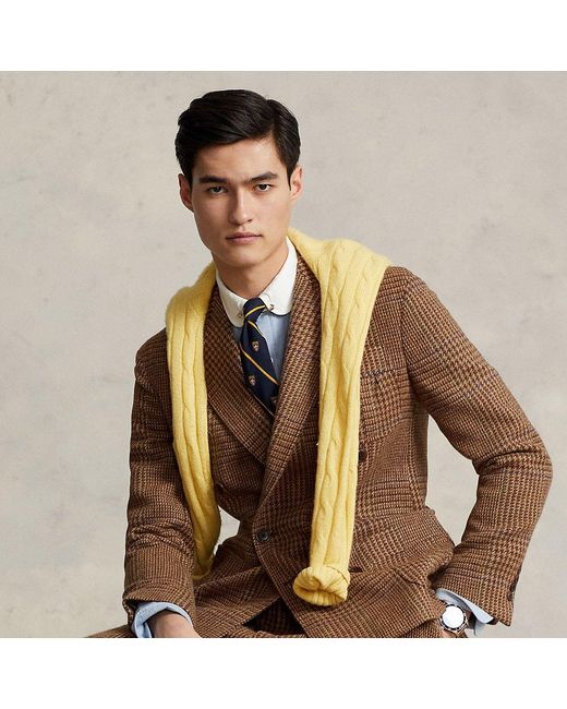 Polo Ralph Lauren Brown Glen Plaid Wool Suit Jacket for men