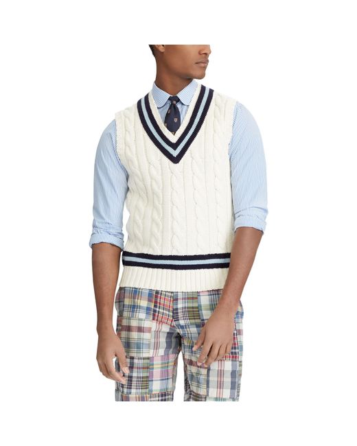 Polo Ralph Lauren Cotton Cricket Sweater Vest in Blue for Men | Lyst