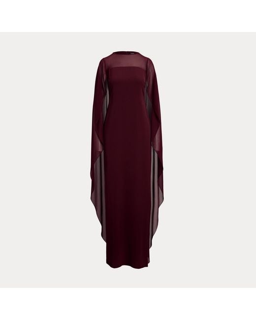 Ralph Lauren Red Cape Georgette Gown