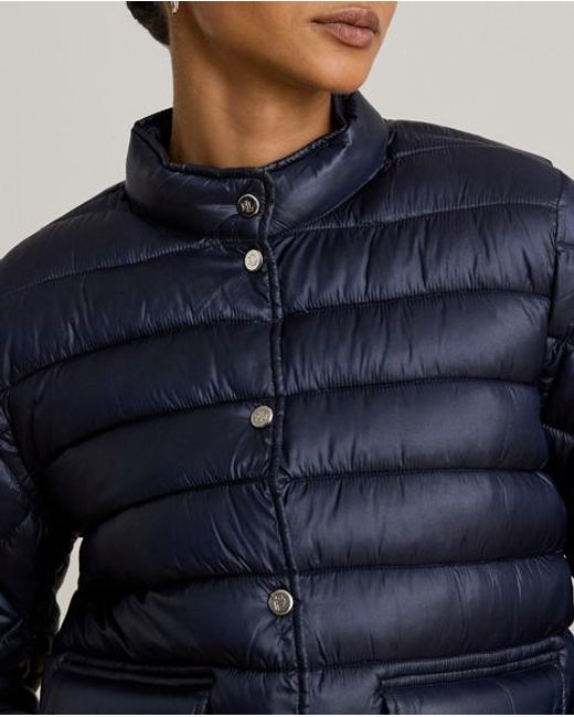 Ralph Lauren Blue Quilted Mockneck Puffer Jacket