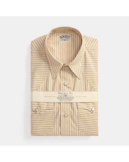 RRL Natural Slim Fit Striped Western Shirt for men