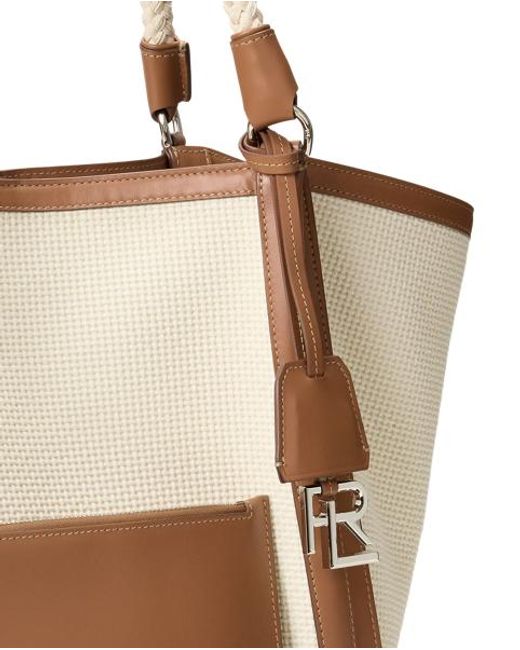 Ralph Lauren Natural Rl 888 Calfskin-Trim Woven Tote