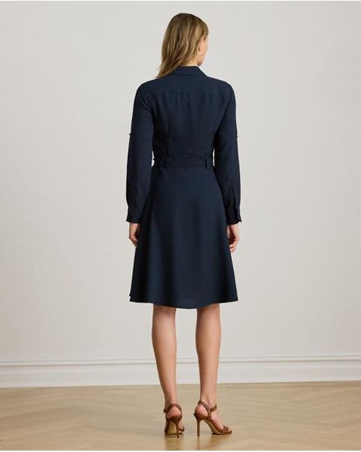 Ralph Lauren Blue Double-Faced Georgette Shirt Dress