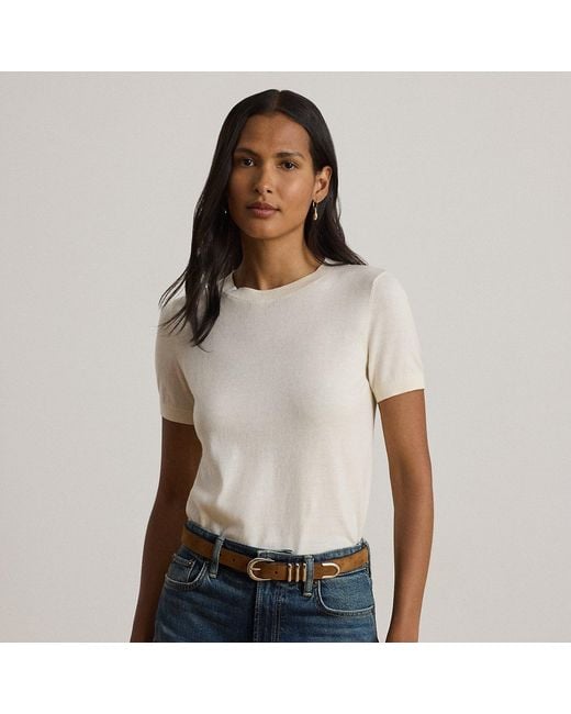 Ralph Lauren White Cotton-Modal Short-Sleeve Jumper
