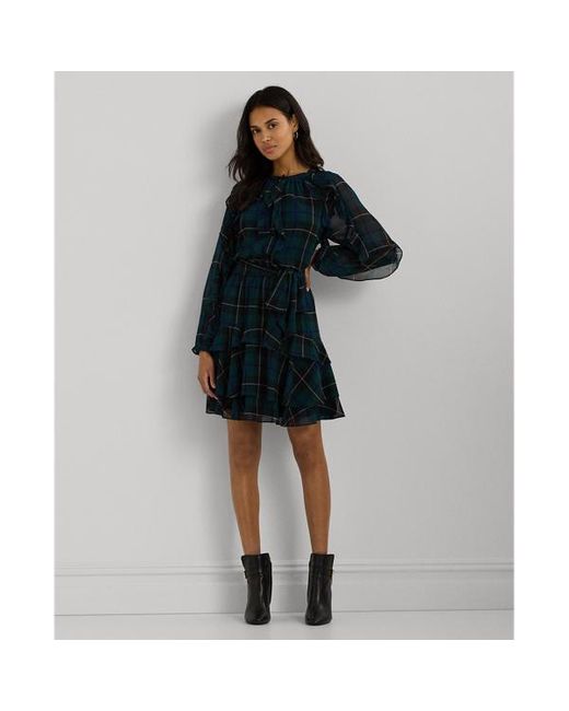 Lauren ralph lauren ruffled georgette dress on sale