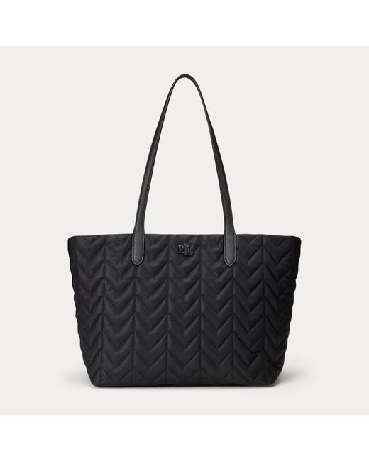 Ralph Lauren Black Quilted Extra-Large Stevie Zip Tote Bag