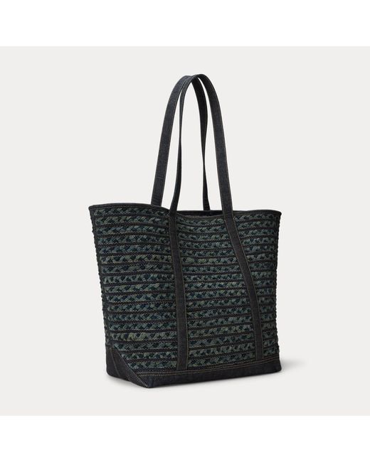 RRL Black Hand-Braided Tote for men