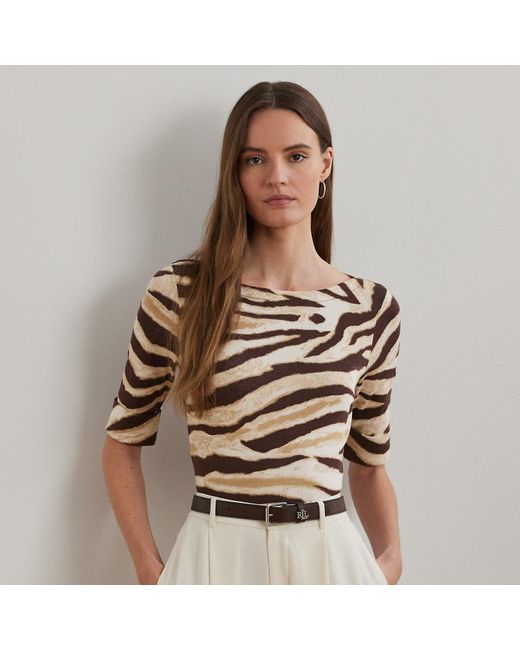 Camiseta Elástica Con Estampado De Cebra Ralph Lauren de color Brown