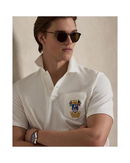 Ralph Lauren Classic Fit Crest Mesh Polo Shirt in White for Men | Lyst
