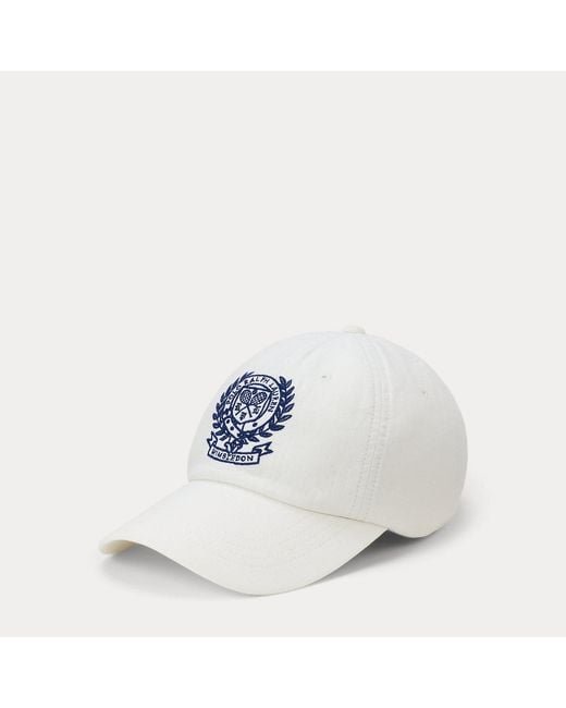 Polo Ralph Lauren White Wimbledon Crest Linen Cap for men