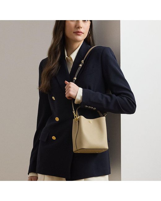 Ralph Lauren Natural Crosshatch Small Reese Bucket Bag