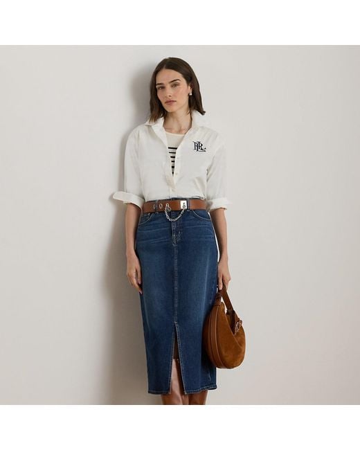 Falda Midi De Denim Ralph Lauren de color Blue