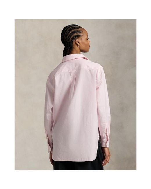 Ralph Lauren Pink End-On-End Oversize Fit Cotton Shirt