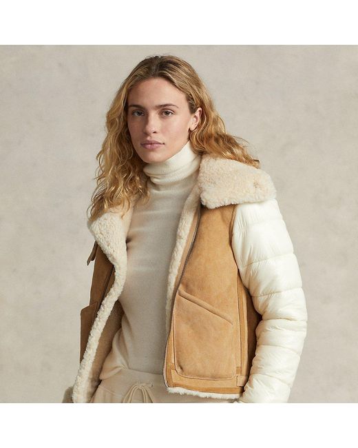 Ralph Lauren Hybrid Shearling Jacket in Natural | Lyst