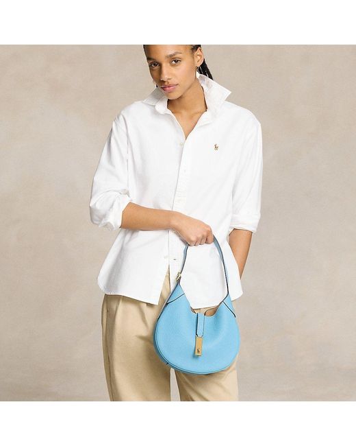 Ralph Lauren White Polo Id Pebbled Small Shoulder Bag