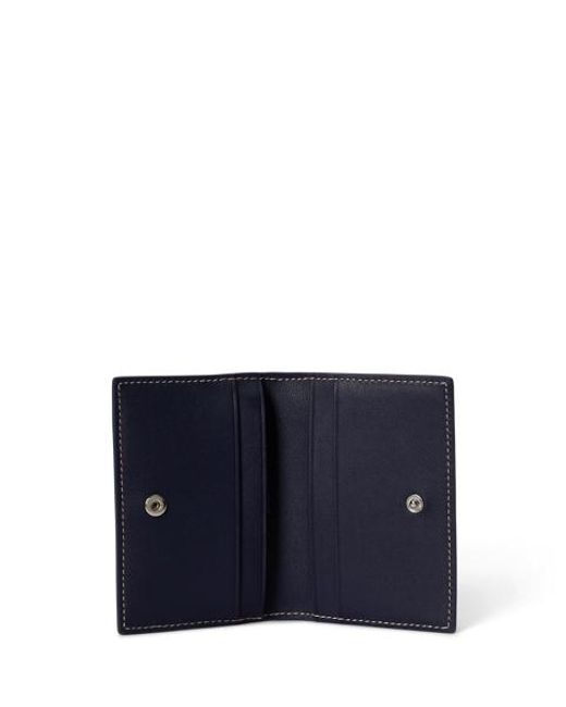 Polo Ralph Lauren Blue Polo Bear Leather Flapped Card Case