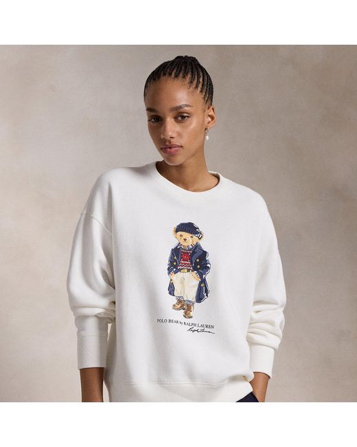 Polo Ralph Lauren White Polo Bear Fleece Crewneck