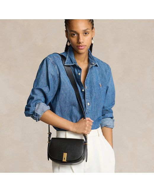 Polo Ralph Lauren Polo Id Calfskin Saddle Bag in Black | Lyst UK