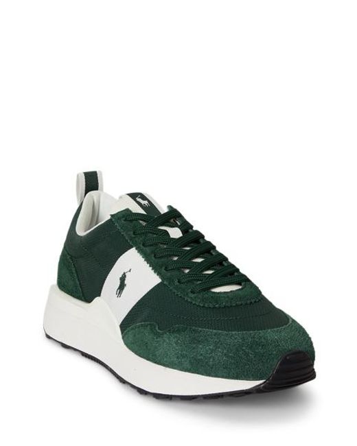 Polo Ralph Lauren Green Train 89 Suede And Oxford Trainer for men