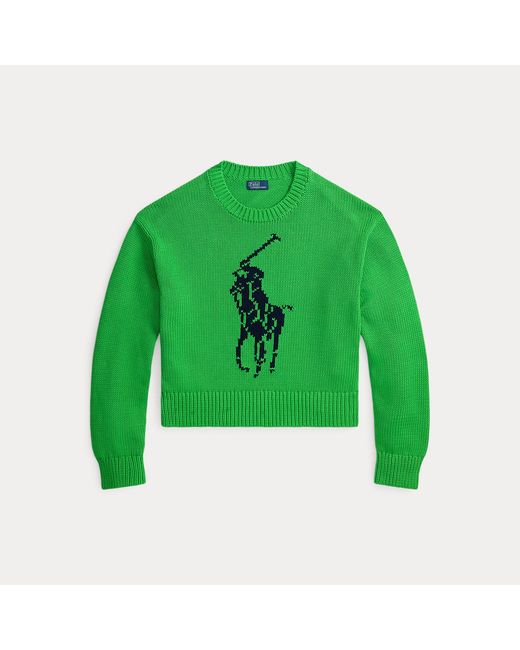Polo Ralph Lauren Green Big Pony Cotton Crewneck Jumper