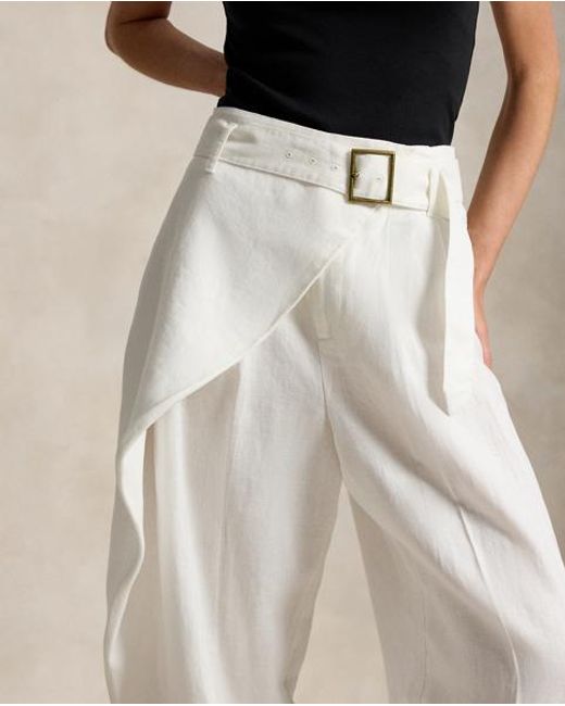Polo Ralph Lauren Natural Linen Tapered Wrap Trousers