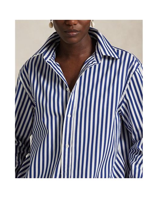 Camicia in cotone a righe Oversize-Fit di Polo Ralph Lauren in Blue