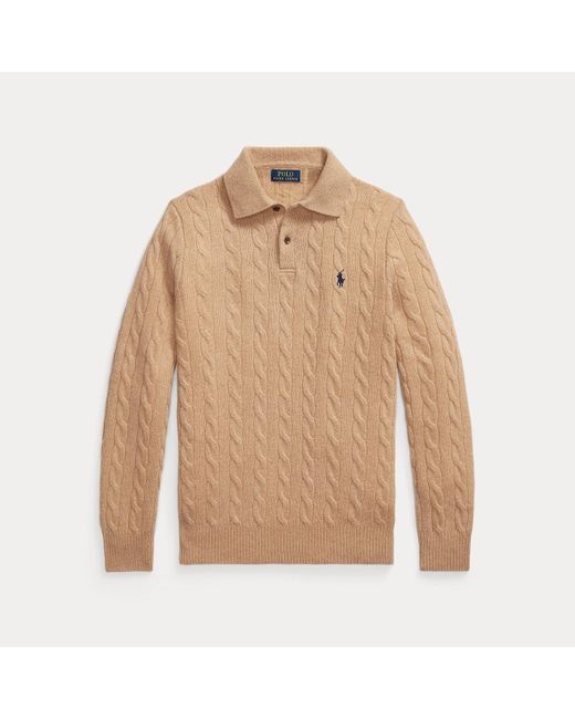 Maglia in lana e cashmere a trecce di Ralph Lauren in Brown da Uomo