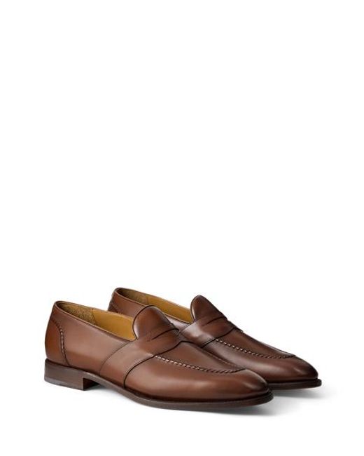 Ralph Lauren Brown Meegan Calfskin Penny Loafer for men
