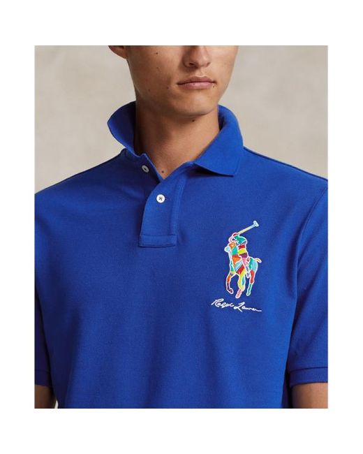 Ralph Lauren Classic Fit Mesh Polo-shirt Met Big Pony in het Blue voor heren