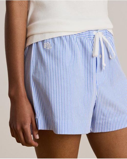 Ralph Lauren Blue Striped Cotton Jersey Sleep Short