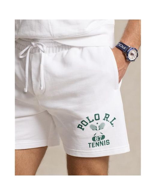 Polo Ralph Lauren White Wimbledon 14 Cm Fleece Graphic Short for men
