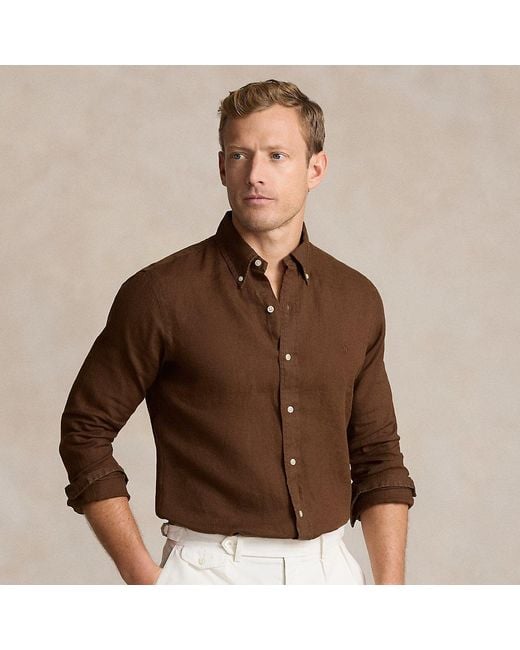 Polo Ralph Lauren Brown Slim Fit Linen Shirt for men