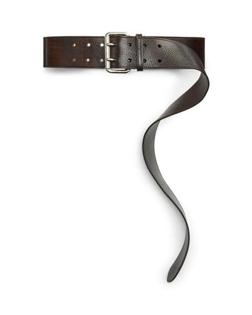 Ralph Lauren Green Distressed Double-Prong Long Belt
