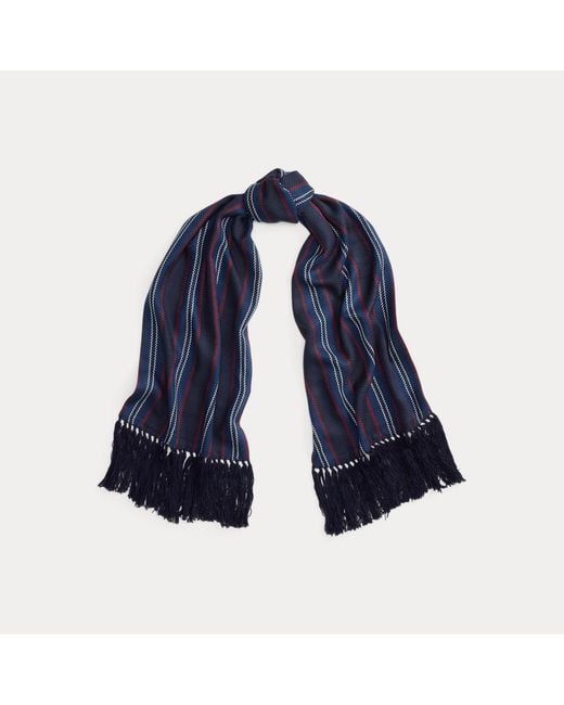 Polo Ralph Lauren Blue Striped Fringe Scarf