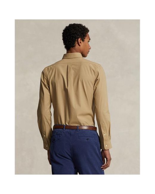 Camicia in popeline stretch Slim-Fit di Polo Ralph Lauren in Natural da Uomo