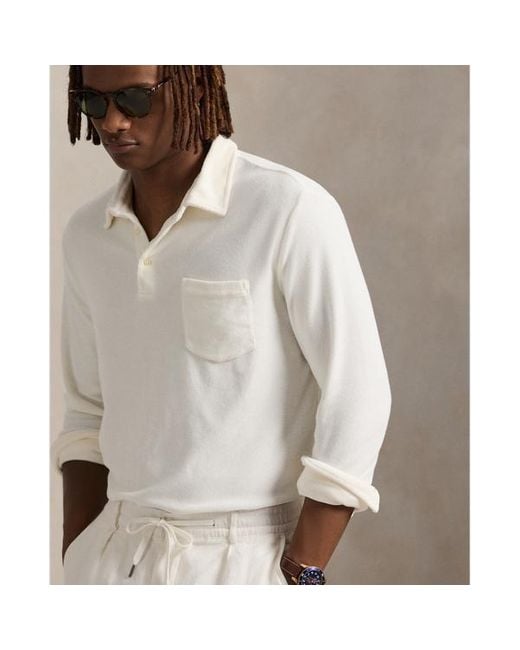 Polo in spugna Standard-Fit di Polo Ralph Lauren in White da Uomo