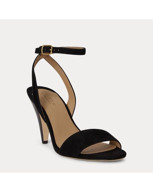 Ralph Lauren Black Gracy Sheep-Suede Sandal