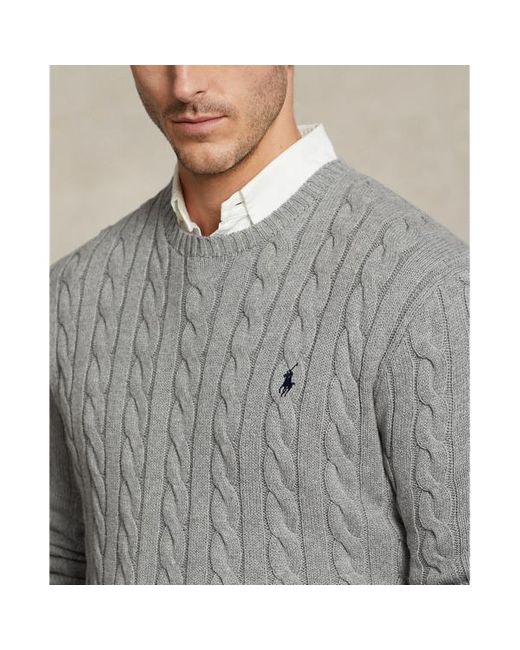Ralph Lauren Gray Big & Tall - Cable-knit Cotton Jumper for men