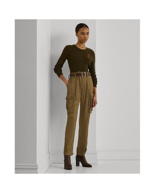 Ralph Lauren Green Twill Cargo Ankle Trouser