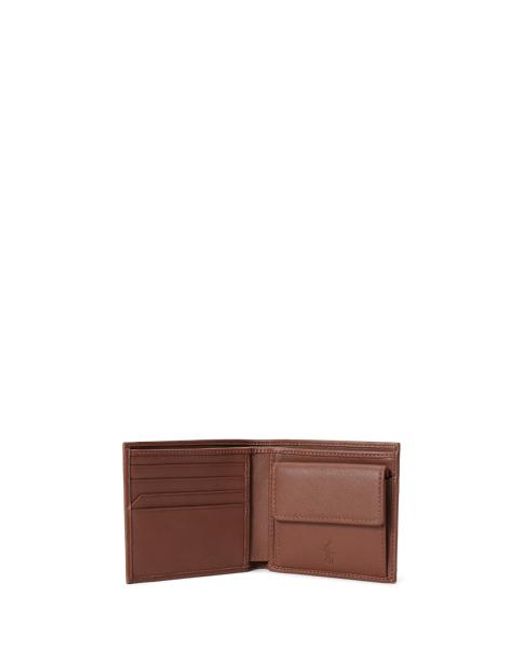 Polo Ralph Lauren Brown Smooth Leather Billfold Coin Wallet for men