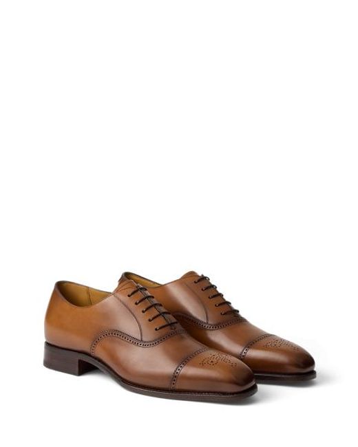 Ralph Lauren Brown Denver Burnished Calfskin Cap-Toe Shoe for men
