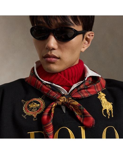Polo Ralph Lauren Red Crest Silk Twill Square Scarf for men