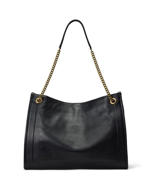 Ralph Lauren Brown Pebbled Leather Large Bradley Tote Bag