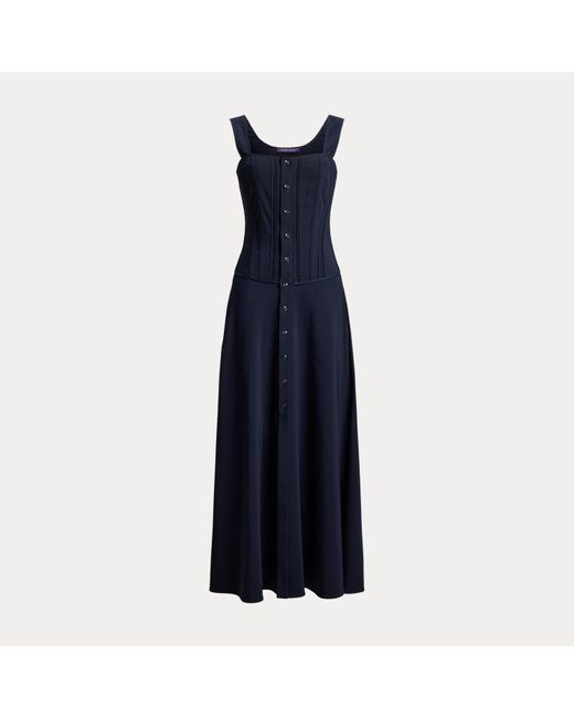 Ralph Lauren Blue Sophee Cotton-Blend Sleeveless Day Dress
