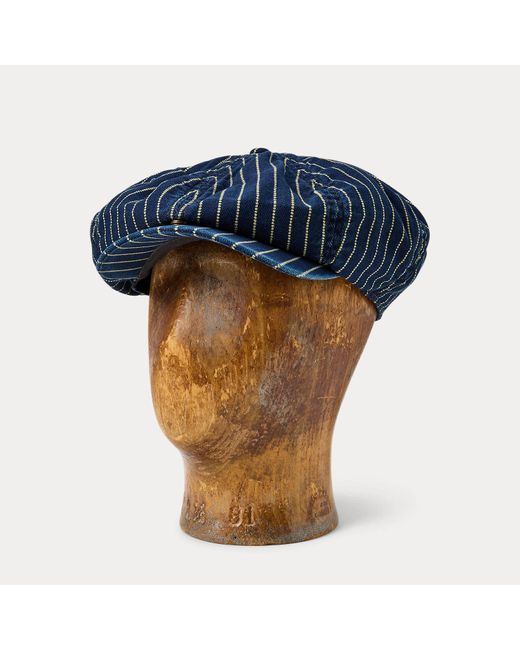 RRL Dot-Stripe Twill Newsboy Cap in Blue for Men | Lyst UK