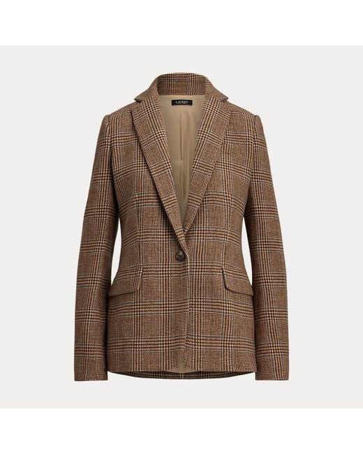 Ralph Lauren Brown Glencheck-Twillblazer Aus Wollmischung