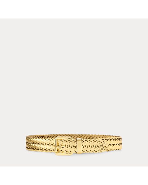 Ralph Lauren Yellow Braided Metallic Leather Belt