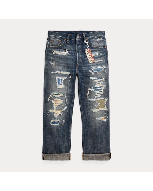 RRL Blue Vintage Five-pocket Repaired Sumter Jean for men