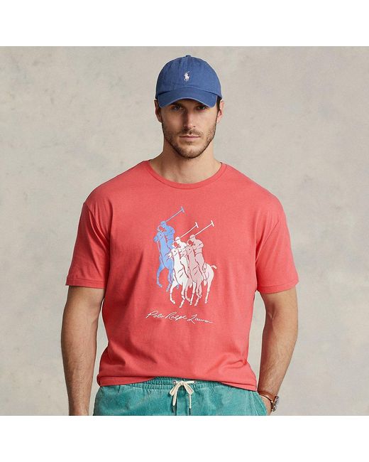Taglie Plus - Maglietta Big Pony in jersey da Uomo di Ralph Lauren in Rosso  | Lyst
